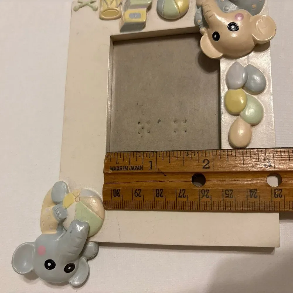Baby Picture Frame 3D Elephant White Fits 2x3 Photo Baby Shower Infant Gift